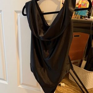 Express Black Satin Cowl Neck Top
